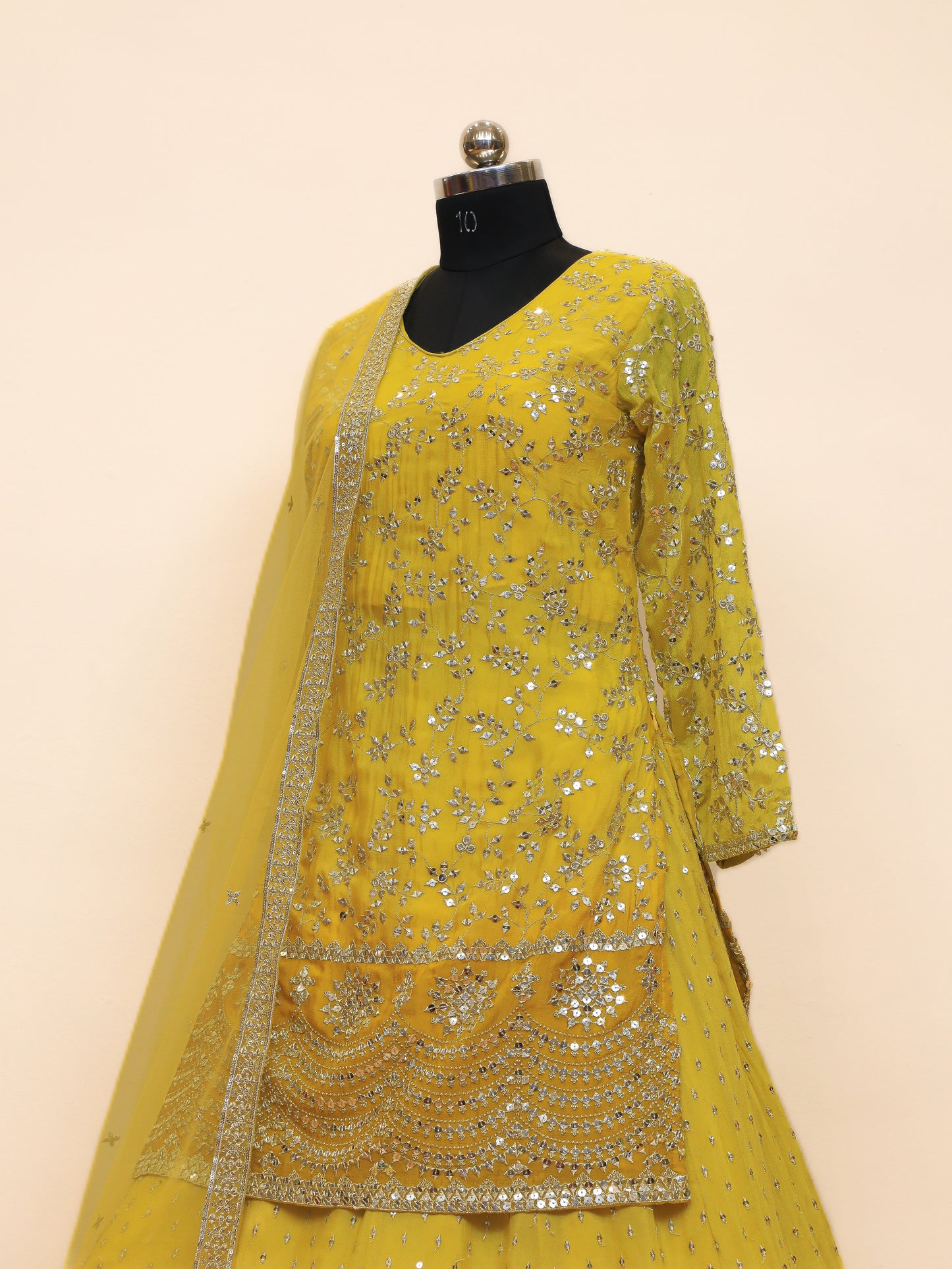 Yellow Sequin Sharara Design