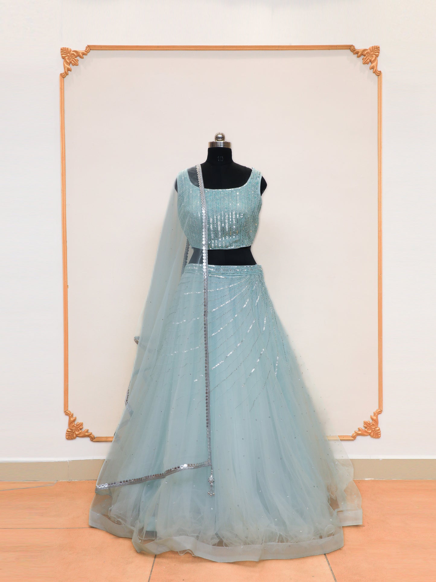 Hand Work Bridesmaid Sequin Lehenga with Customized Design, Color and Size