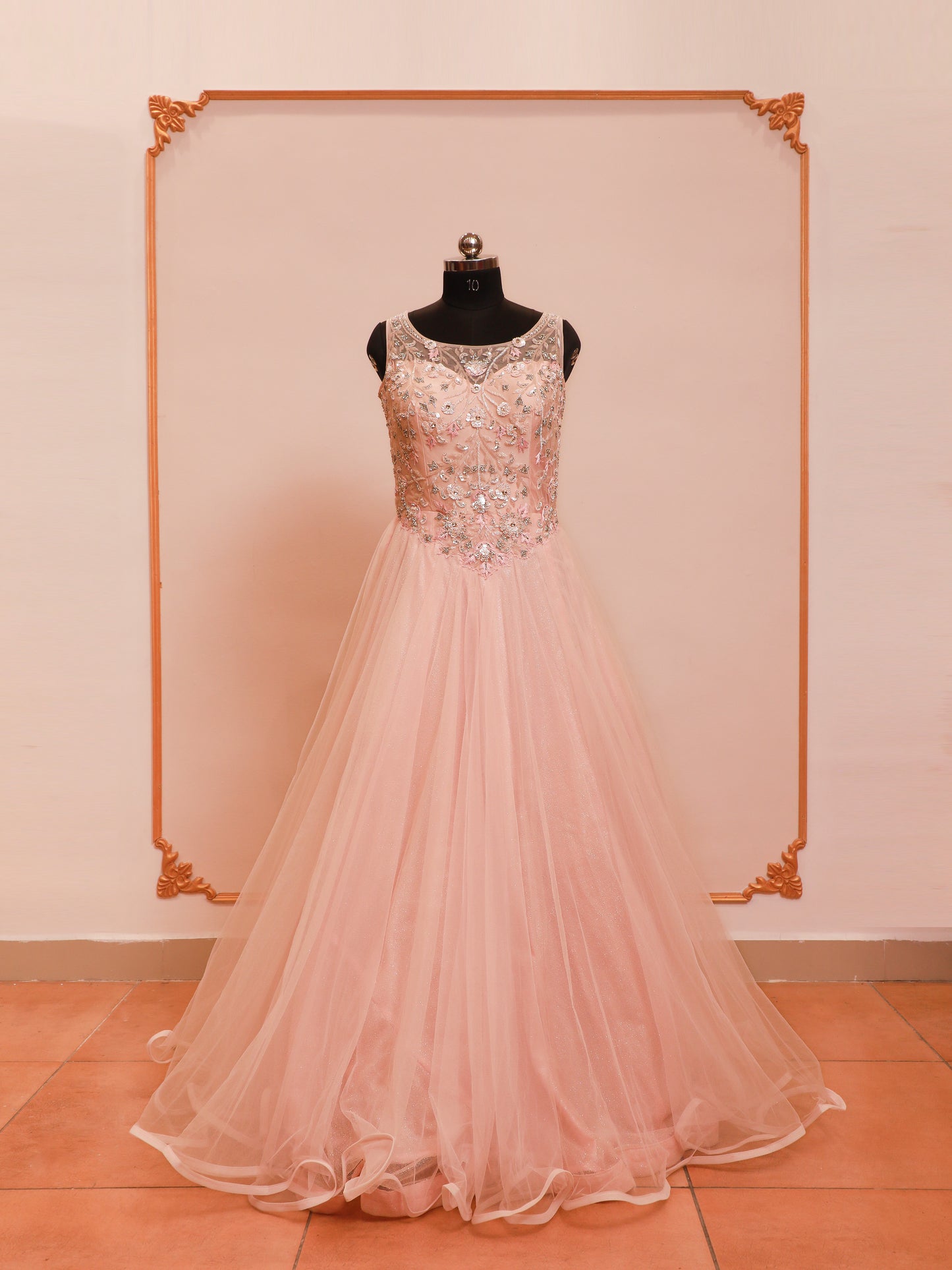 Pink Handwork Gown For Bridesmaid