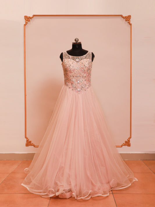 Pink Handwork Gown For Bridesmaid